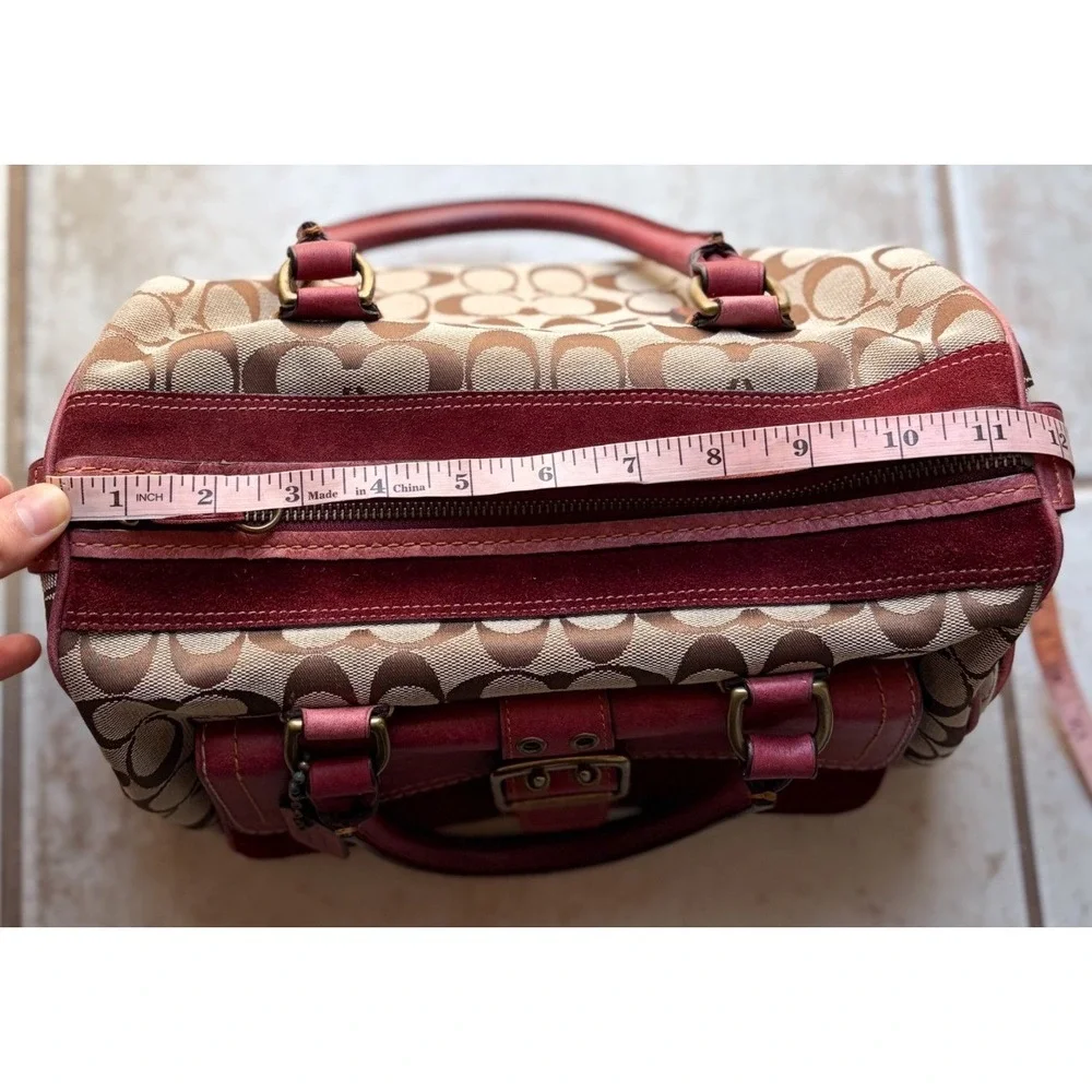 Y2K Coach Special Edition Fall 2004 Signature Canvas Satchel Bag Burgundy Red